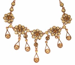 Vintage Style Gold Austrian Crystal Necklace and Earring Set - £23.67 GBP