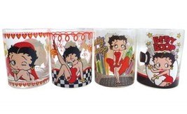 Betty Boop Assorted Images Set of Four 12 oz Drinking Glasses, NEW UNUSED BOXED - £37.02 GBP