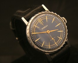 Serviced 1980&#39;s USSR men&#39;s Pobeda blue dial dress 15J Zim 2602 wristwatch - £99.22 GBP