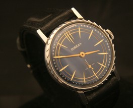 Serviced 1980&#39;s USSR men&#39;s Pobeda blue dial dress 15J Zim 2602 wristwatch - £98.92 GBP