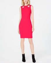 Calvin Klein Womens Cutout Scuba Crepe Sheath Dress Size 12 Color Lipstick - £85.07 GBP