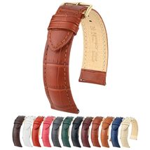 Hirsch Duke Leather Watch Strap - Golden Brown - M - 18mm - Shiny Gold BuckleG B - £47.09 GBP