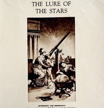 1921 Astronomy Print Minerva At Telescope Lure of the Stars Antique Ephe... - $24.99