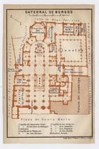 1913 Original Antique Plan Of Burgos Cathedral / Castile / Spain - £15.96 GBP
