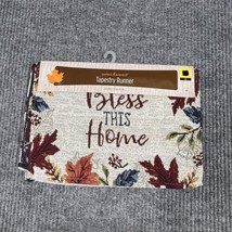 Harvest Tapestry Table Runner 68&quot; x 13&quot; BLESS  THIS  HOME Fall Leaves NE... - $22.60