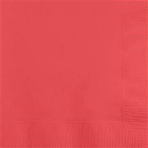 Primary image for Coral 3-Ply Paper Dinner Napkins 25 Pack Coral Tableware Decorations Supplies