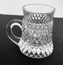Indiana Glass Co. Clear Crystal Glass Diamond Point 8 Oz. Beer Stein Tan... - $12.42