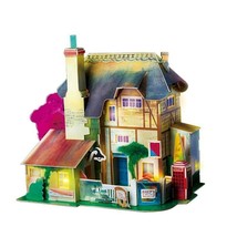 Miniature Wooden Doll House Diy England Hut With Led Light Model Building Toys - £39.95 GBP