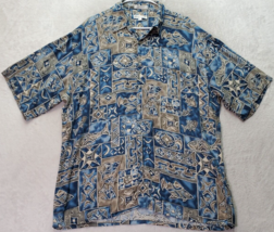 Pierre Cardin Shirt Men Size XL Multi Fish Print Short Sleeve Collar Button Down - $23.08