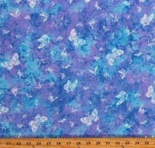 Cotton Butterflies Butterfly Blue Purple Dyed-Look Fabric Print by Yard D777.47 - £7.79 GBP