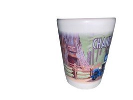 Vintage Chandelier Tree Leggett CA souvenir Shot Glass Milk Glass - $6.99