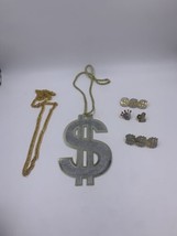Lot Of Halloween Costume Accessories And Props Fake Gold Rings Necklaces $ Signs - £6.15 GBP