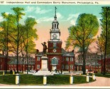 Vtg Postcard Philadelphia Pennsylvania PA Independence Hall Barry Monume... - $3.91