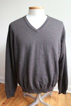 Brooks Brothers L Brown Merino Wool Stretch V-Neck Sweater - £17.16 GBP
