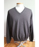 Brooks Brothers L Brown Merino Wool Stretch V-Neck Sweater - £17.23 GBP