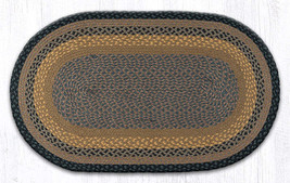 Earth Rugs C-99 Brown Black Charcoal Oval Braided Rug 27&quot; x 45&quot; - £55.68 GBP