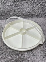 Vintage Tupperware White Divided Serving Tray Platter Storage Lid And Handle 12&quot; - $14.17