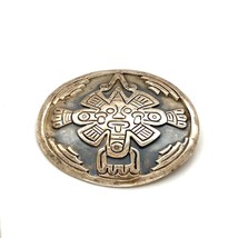 Vtg Sterling FDL Iguala Hecho en Mexico Carve Mayan Aztec Round Brooch Pendant - £87.04 GBP