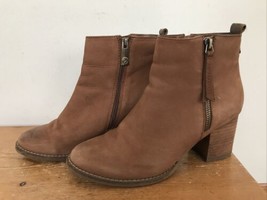 Blondo Waterproof Brown Leather Block Heel Rubber Sole Rain Snow Ankle B... - £39.32 GBP
