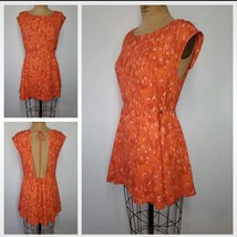 Free People Sze M Dress Mini Sleeveless Open Back Orange Abstract Chiffo... - $57.82