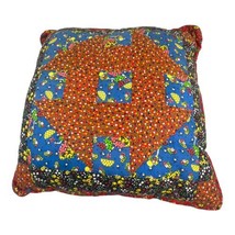 Vintage Patchwork Quilted Multicolored Pillow 13.5” Shabby Boho Grannycore Red - £44.47 GBP