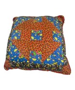 Vintage Patchwork Quilted Multicolored Pillow 13.5” Shabby Boho Grannyco... - £44.12 GBP
