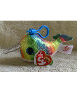 2018 TY Beanie Boos NORI Narwhal Rainbow Glitter Key Bag Backpack Clip N... - £7.98 GBP