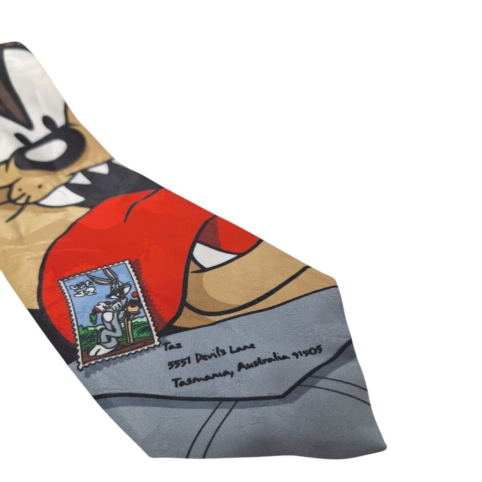 Vintage 1997 Looney Tunes Stamp Collection Taz Tasmanian Devil Novelty Necktie Item image 3