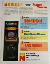 Krull Arcade FLYER Original 1983 Video Game Paper Art Sheet Rare Version Retro - £35.28 GBP