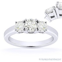 Forever ONE D-E-F Round Cut Moissanite 3-Stone Engagement Ring in 14k White Gold - £2,158.17 GBP