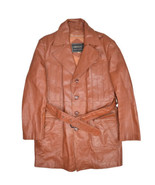 Vintage Orsini Leather Coat Mens 42 British Tan Belted Removeable Liner 70s - $47.35