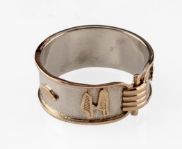 Sterling Silver w/ Gold-Plated Accents Ancient Egyptian Motif Band Ring Sz 10.75 - £94.23 GBP