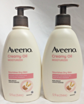 (2) Aveeno Creamy Moisturizing Oil Soften &amp; Smoothen Skin Oatmeal Soothing 12 oz - £26.33 GBP