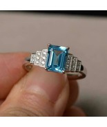 925 Silber Schweizer Blau Topas Band Handgefertigt Blauer Ehering Ring - £46.96 GBP