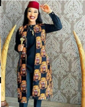 Traditional Igbo Isigu Women&#39;s Sleeveless Jacket Kimono - $220.00