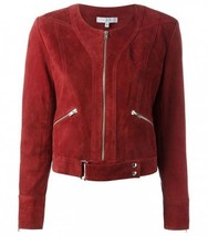 Lederjacke Damen Rot Cafe Racer Wildleder Größe SML XL XXL 3XL Maßanfertigung - £113.54 GBP