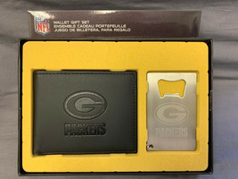 Green Bay Packers Men&#39;s Bi-Fold Wallet and Bottle Opener Keychain Gift Set - £17.11 GBP