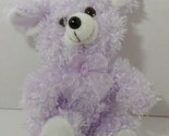 Proud Toy plush pastel lilac purple shaggy fur mouse bear ribbon bow bla... - $9.89