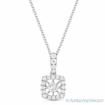 0.30 ct Floating Round Cut Diamond 14k White Gold Halo Pendant &amp; Chain Necklace - £911.25 GBP