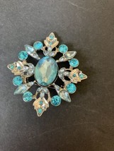 Starburst Unbranded Turquoise Stones Silver Metal Brooch Scarf Lapel Pin - £22.41 GBP