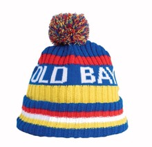 Old Bay Stripe Pom Beanie Cap Hat NEW Fast Free Ship - £17.70 GBP