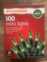 Sylvania 100 Mini lights Green,  Green wire Indoor/Outdoor Christmas Lights - £33.29 GBP