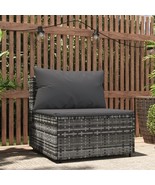 Patio Middle Sofa with Cushions Gray Poly Rattan - $204.17 CAD
