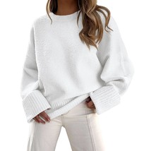 Women Fall Oversized Sweaters Casual Crewneck Pullover Long Sleeve Fuzzy... - £67.15 GBP