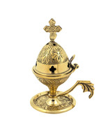 4&quot; Greek Orthodox Engraved Brass Hand Incense Burner High Quality Cross ... - €21,32 EUR
