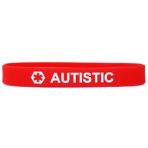 Autistic Medical Alert Wristband Bracelet in Red - $2.85