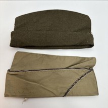 Two WW2 Era US Army Garrison Hats one Warrant Officer Piping - $14.95