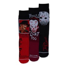 Horror Movie Gift Box 3 Pairs of Socks 8-12  Bioworld  IT Friday 13Th Nightmare - £5.49 GBP