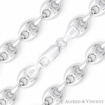 Italy .925 Sterling Silver 11mm Hollow Puffed Marina Mariner Link Chain Necklace - £108.55 GBP+