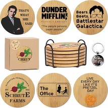 The Office Bamboo Wood Coasters Set Of 6, The Office Themed Dunder Mifflin - £35.54 GBP